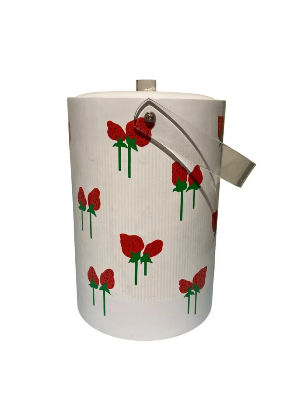 Vintage David Davir Strawberry Vinyl And Lucite Ice Bucket